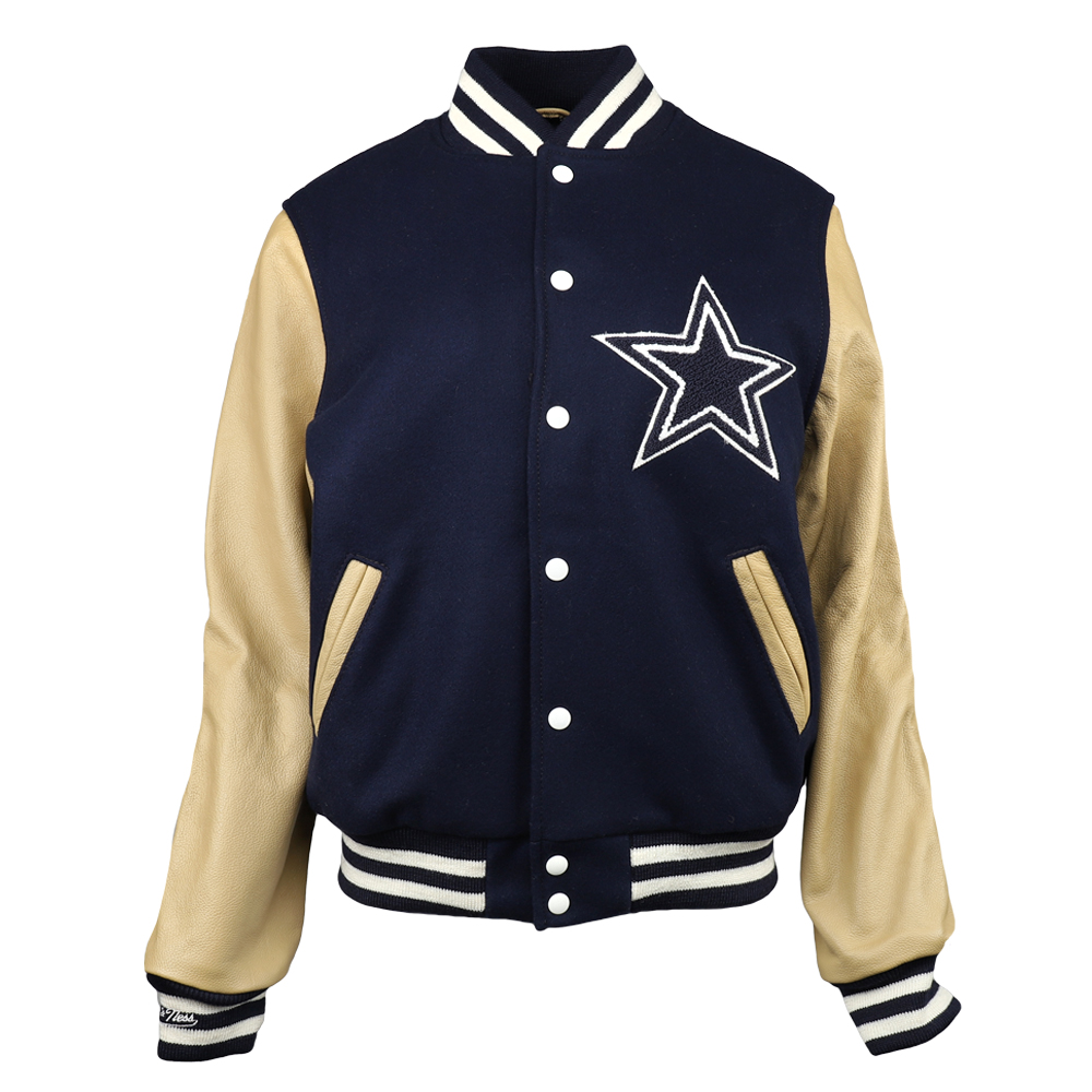 Shop Blue Mens Mitchell & Ness Dallas Varsity Jacket