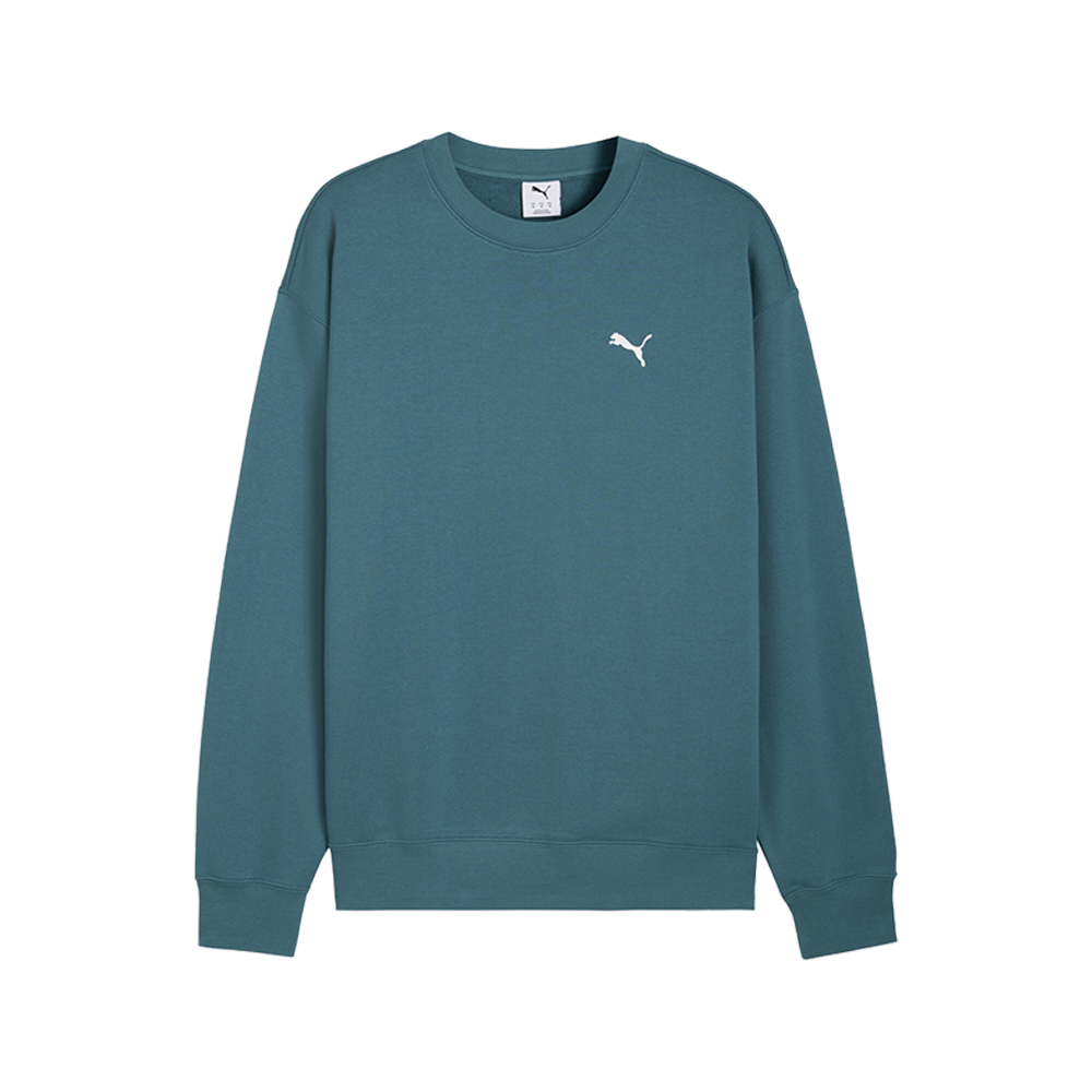 PUMA Wardrobe Essentials Men's Relaxed Crew in Green, Size XXL
