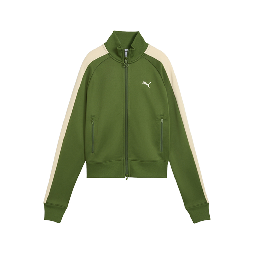 PUMA T7 Women's Short Track Jacket in Green, Size L