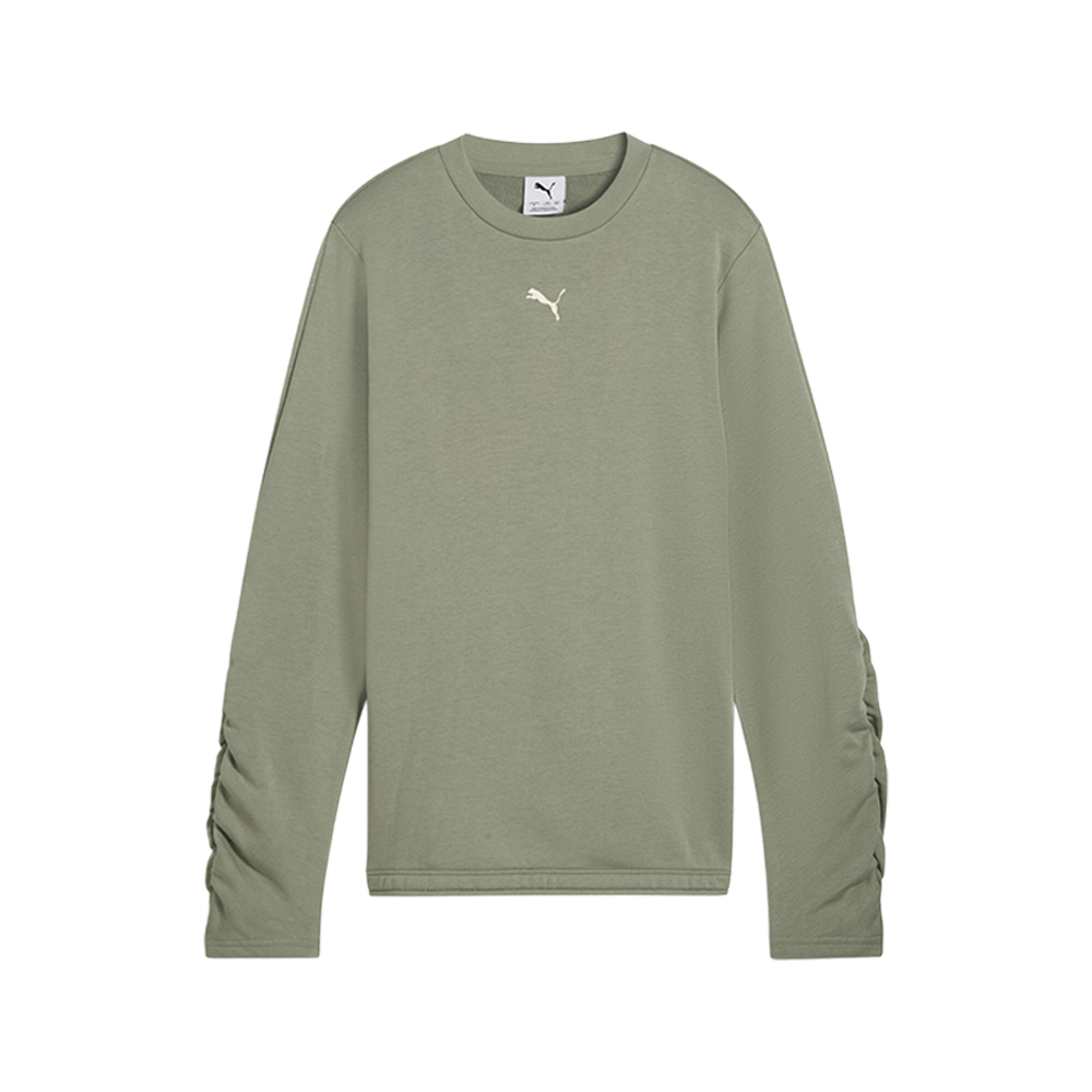 PUMA Bowtique Big Kids' Crew Neck Sweatshirt in Green, Size S