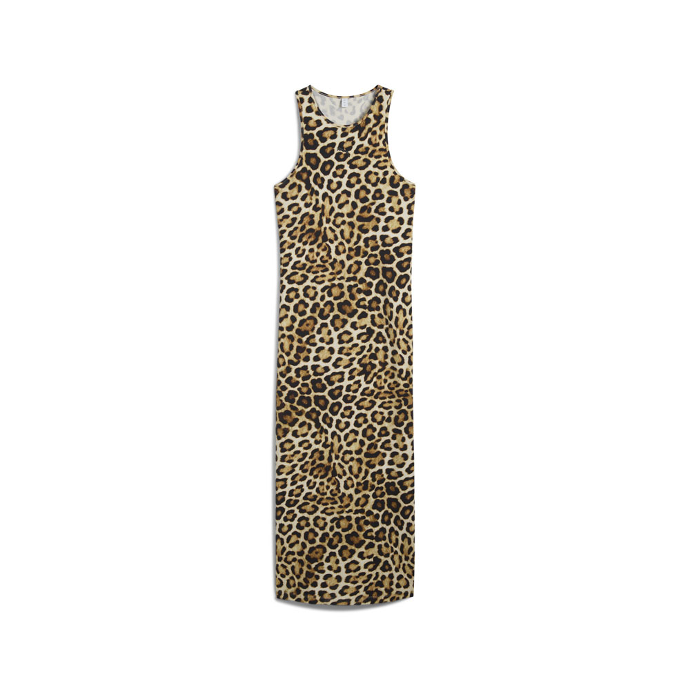 ワンピース LIONA VELOR QUILTING BIJOU DRESS PUMA Leo Luxe Slim Graphic Leopard Square Neck Dress Womens