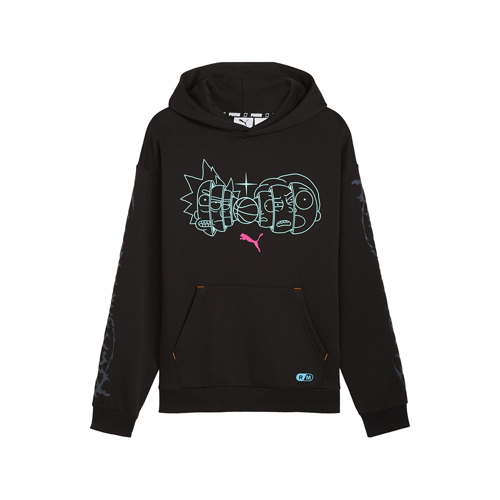 PUMA Hoops X Rick And Morty Pullover Hoodie Mens Black Casual
