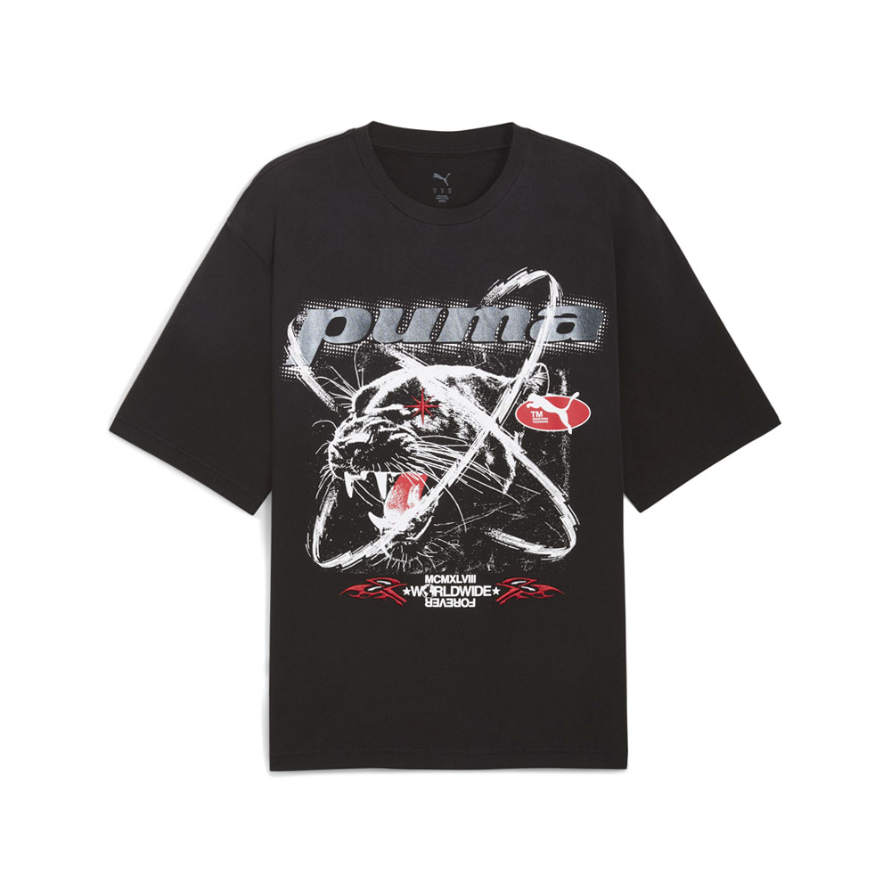 PUMA Pumatech-X Washed Boxy Graphic Crew Neck Short Sleeve T-Shirt