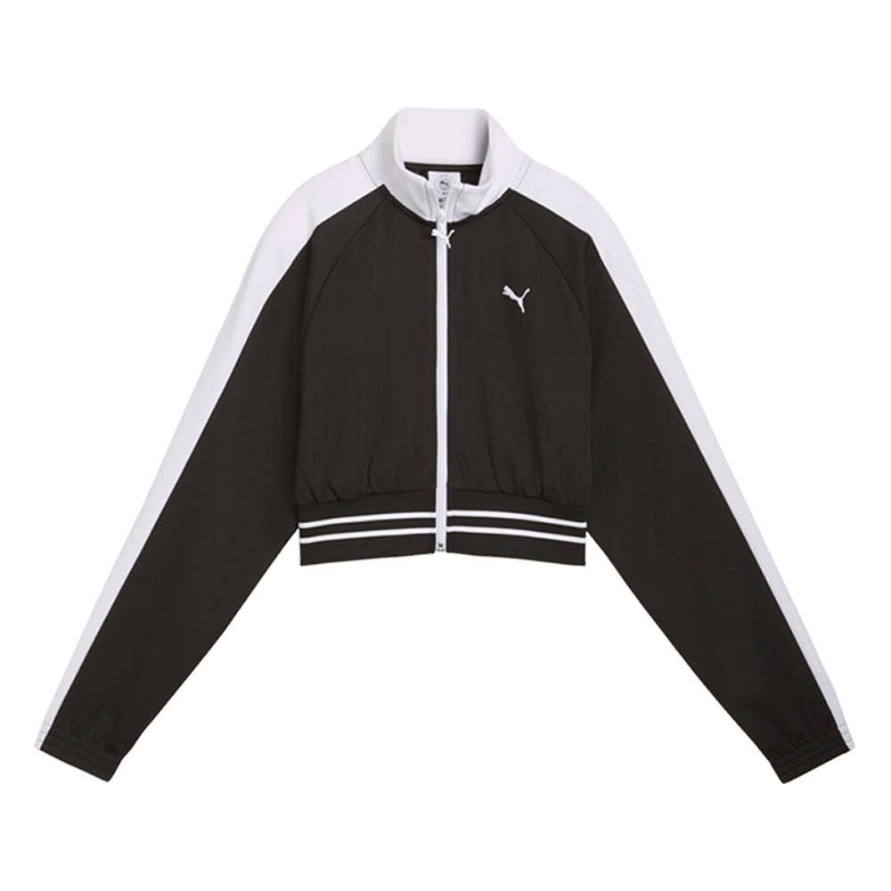 PUMA T7 Women's Cropped Track Jacket in Black, Size M