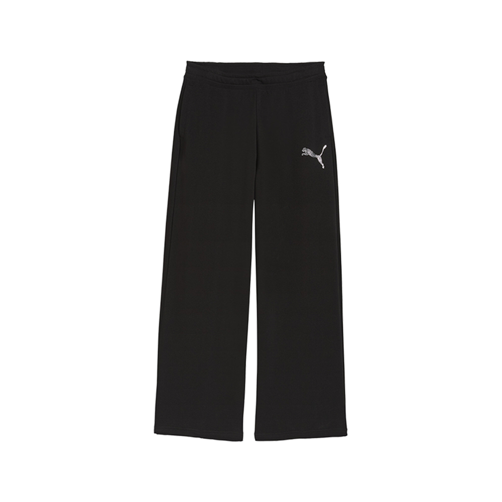 PUMA Women's Essentials Graphics Bedazzled Slouchy Pants in Puma Black Size: Large