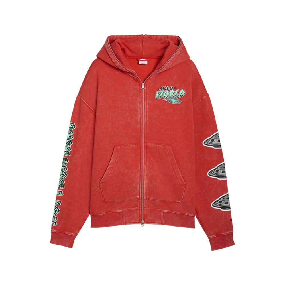 PUMA Melo World Zip Up Hoodie Men in Red, Size L