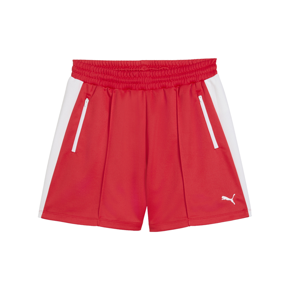 PUMA T7 Women's Pintuck 4" Shorts in Red, Size S