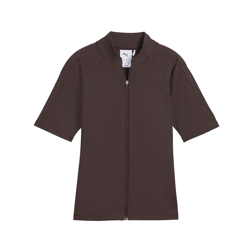 PUMA T7 Women's Zip-Front Top in Brown, Size L
