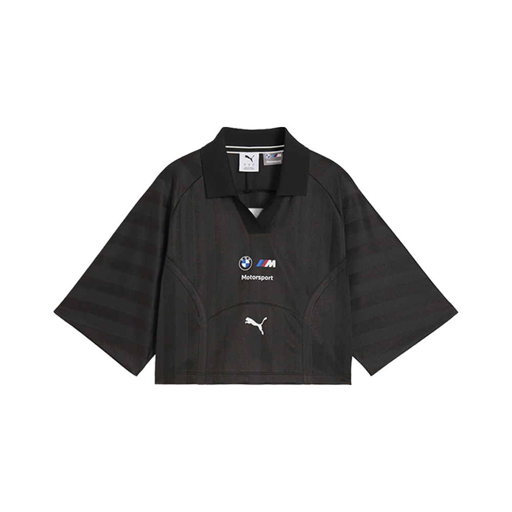 PUMA BMW M MOTORSPORT Women's Cropped Polo Shirt in Black, Size S