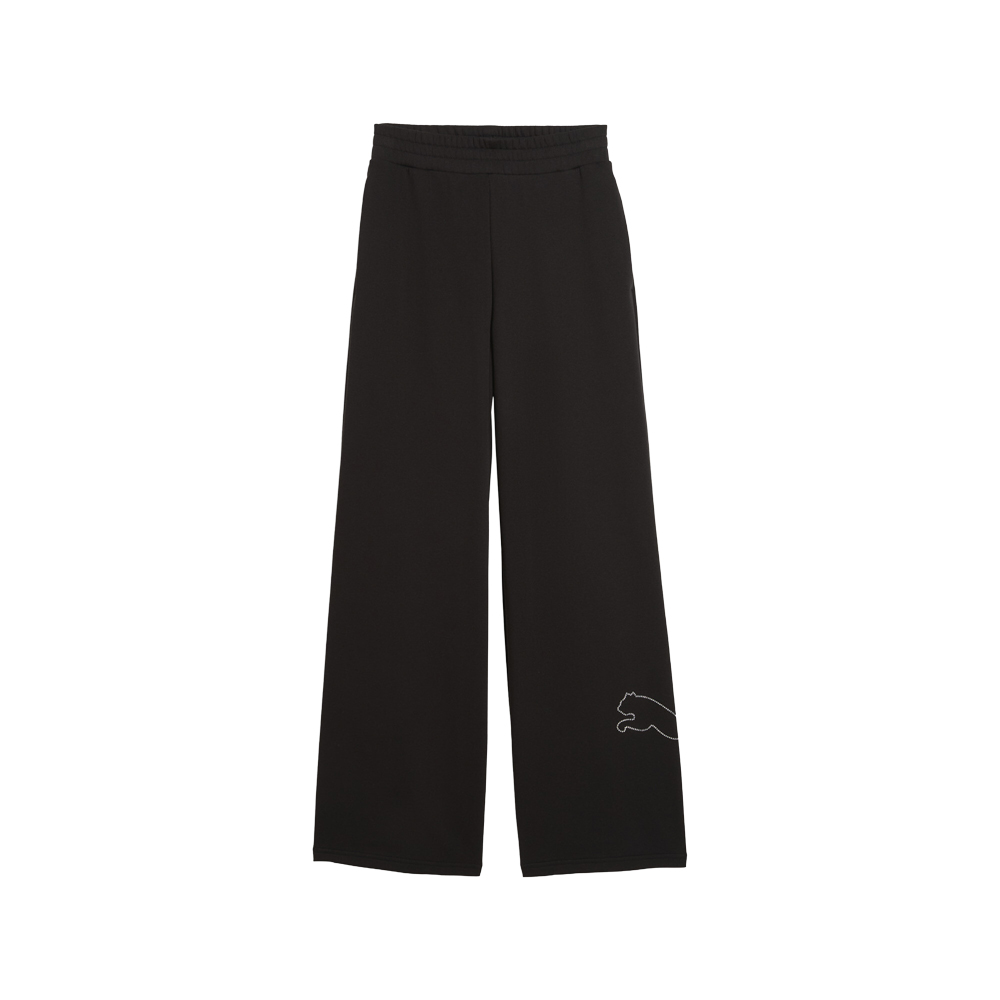 PUMA Bedazzled High Waisted Draw String Wide Legged Sweat Pants