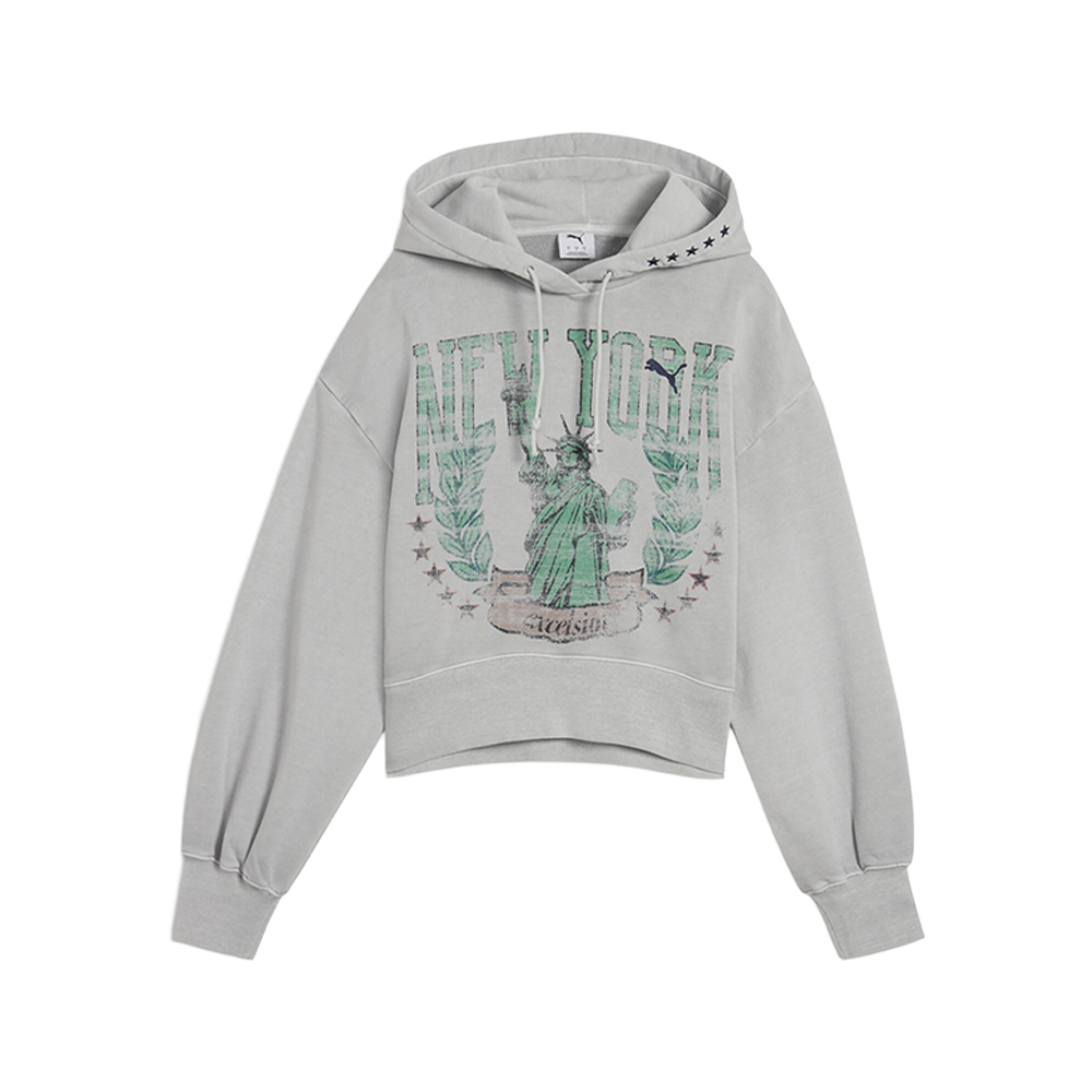 PUMA NYC Wardrobe Essentials Boxy Cropped Pullover Hoodie