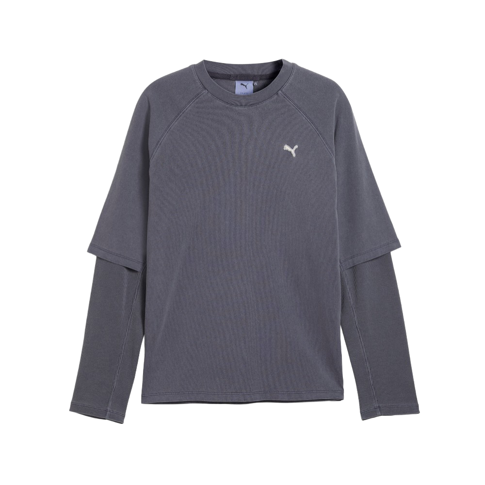 PUMA Select Essentials Men's Double Layer Long Sleeve T-Shirt in Grey, Size XL