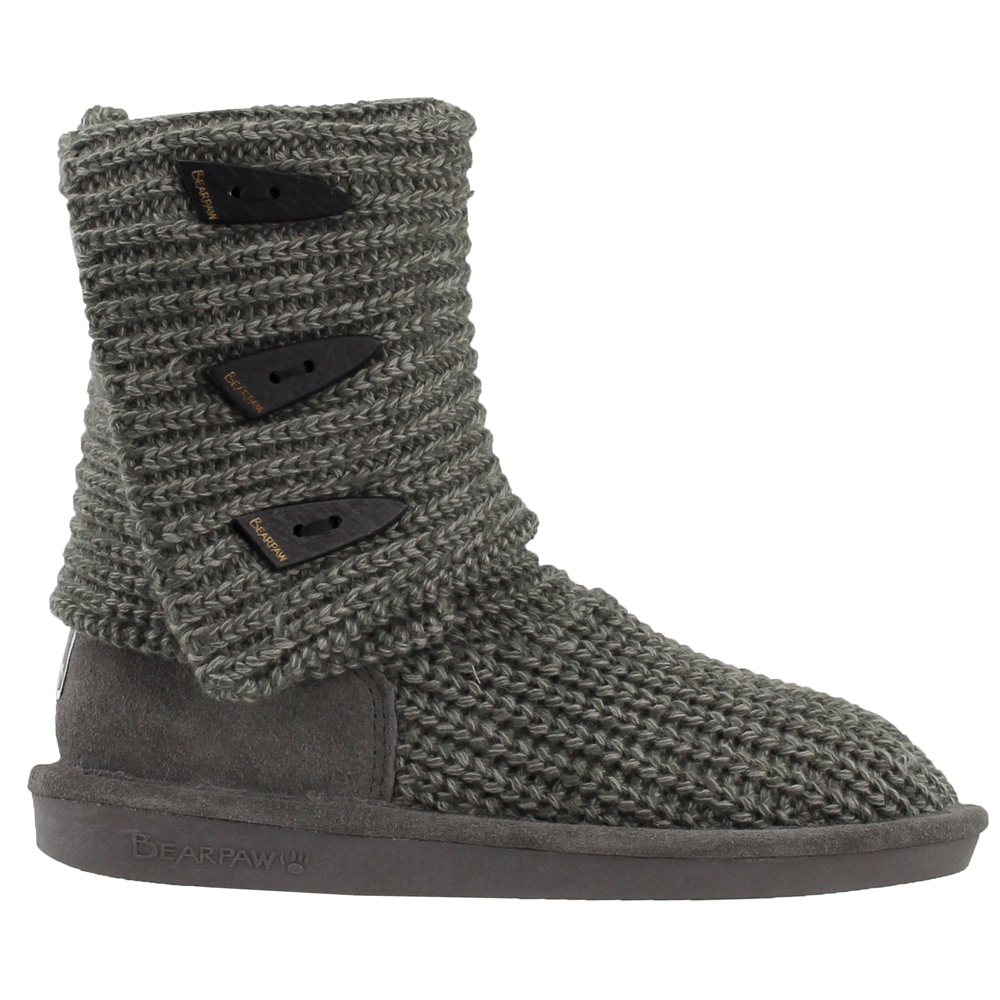 Bearpaw Knit Tall Boots Grey Womens Pull On Boots