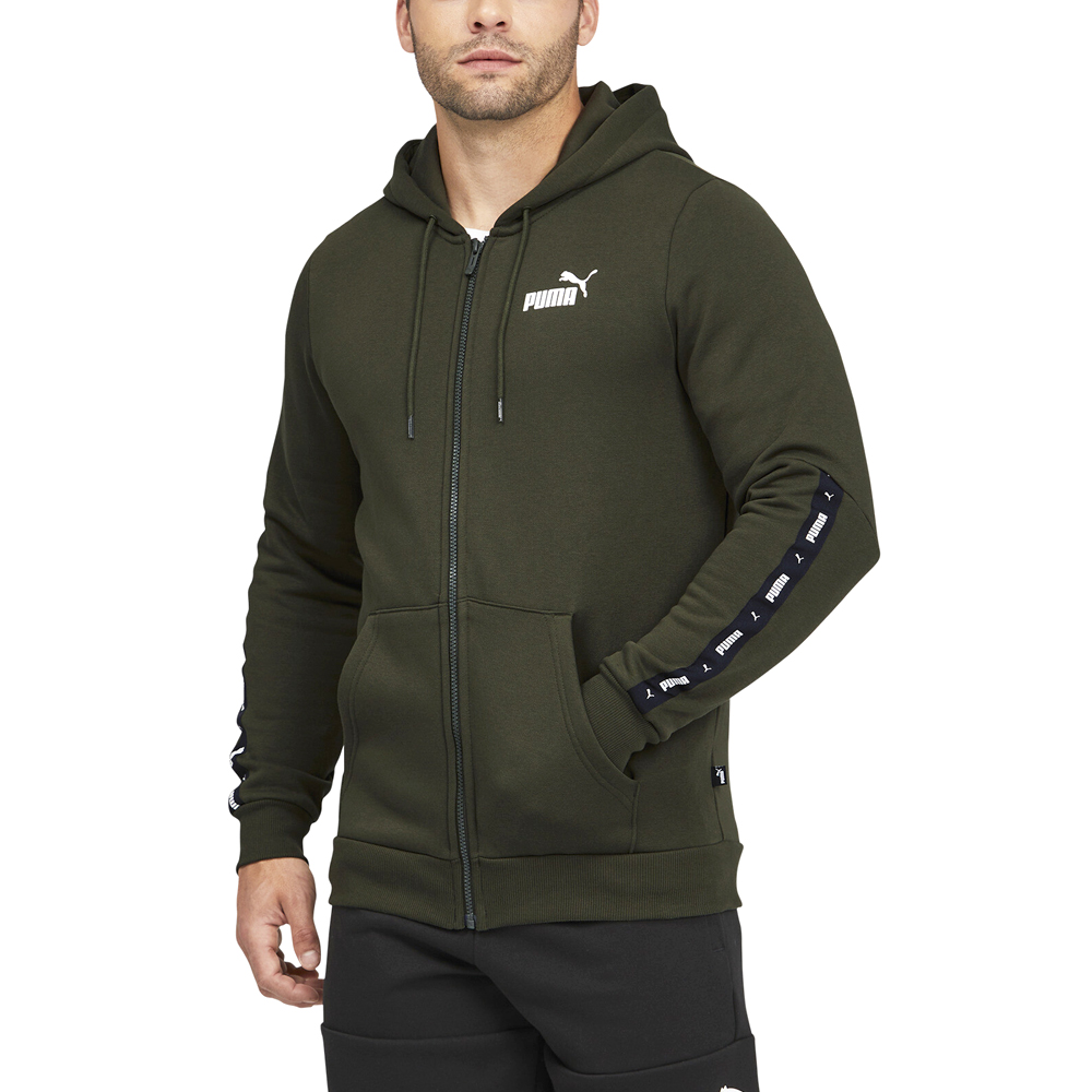 Puma Essentials+ Tape FullZip Hoodie Mens Green Casual Outerwear 67027070 |  eBay | Sweatshirts