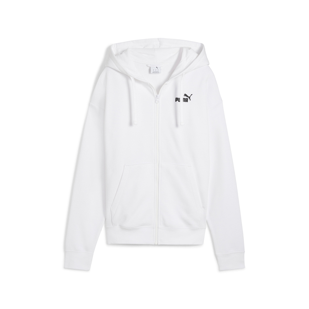 PUMA Essentials Small No. 1 Logo French Terry Women's Comfort Full-Zip Hoodie in White, Size XL