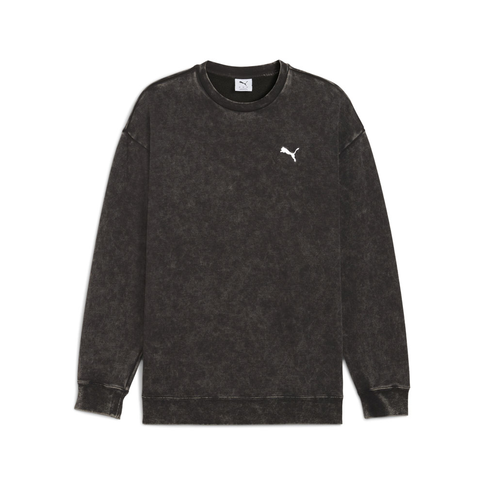 PUMA Elevated Essentials Acid Wash Crew Neck Fleece Sweatshirt