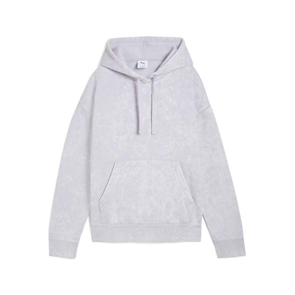 PUMA Elevated Essentials Acid Wash Women's Fleece Hoodie in Purple, Size S