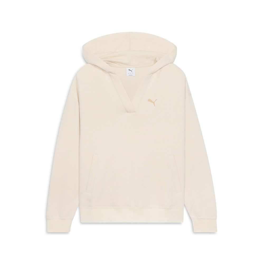 PUMA Elevated Essentials Women's Jacquard Hoodie in White, Size S