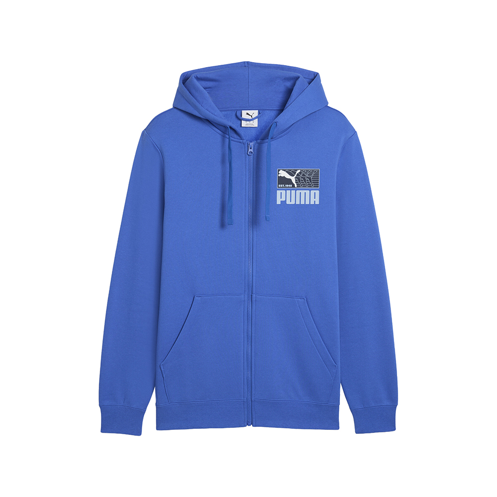PUMA House of Graphics Men's Zip-Up Fleece Hoodie in Blue, Size M
