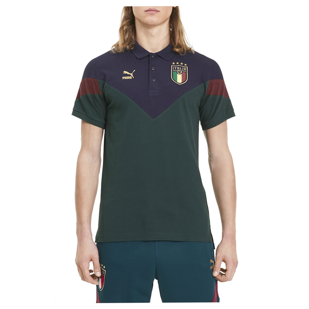 PUMA Figc Iconic Mcs Short Sleeve Polo Shirt Mens Green Casual