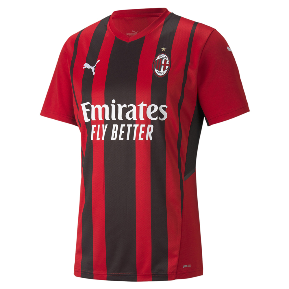 PUMA Ac Milan VNeck Short Sleeve Home Shirt Replica Soccer Jersey