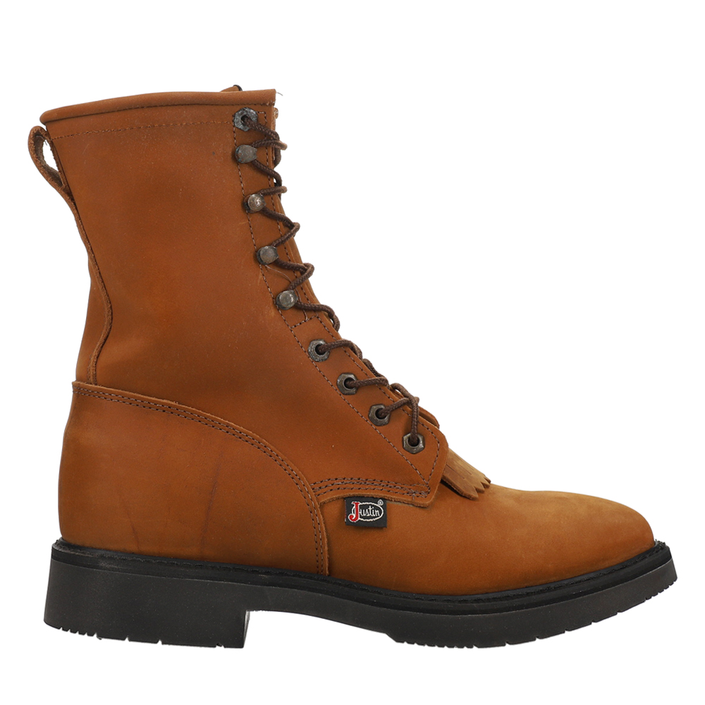 Justin Original Workboots Conductor 8 Inch Electrical Soft Toe Work Boot Brown Mens Lace Up Work Safety