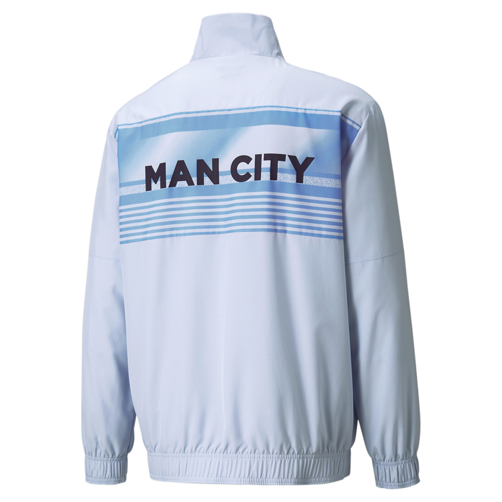 Puma Mcfc Prematch Full Zip Track Jacket Mens Blue Casual Athletic Outerwear 765