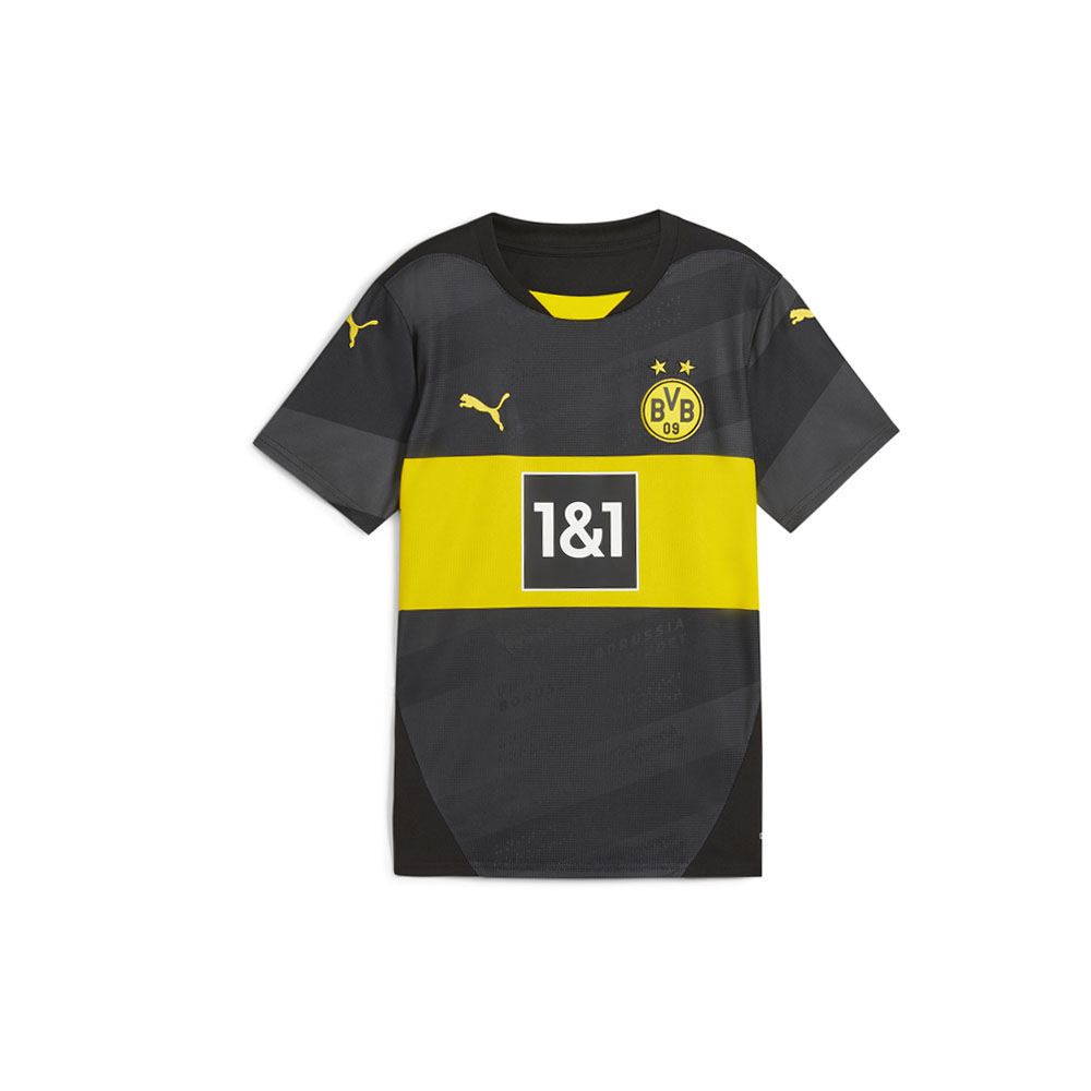 PUMA Borussia Dortmund 24/25 Big Kids' Replica Away Soccer Jersey in Black, Size XL