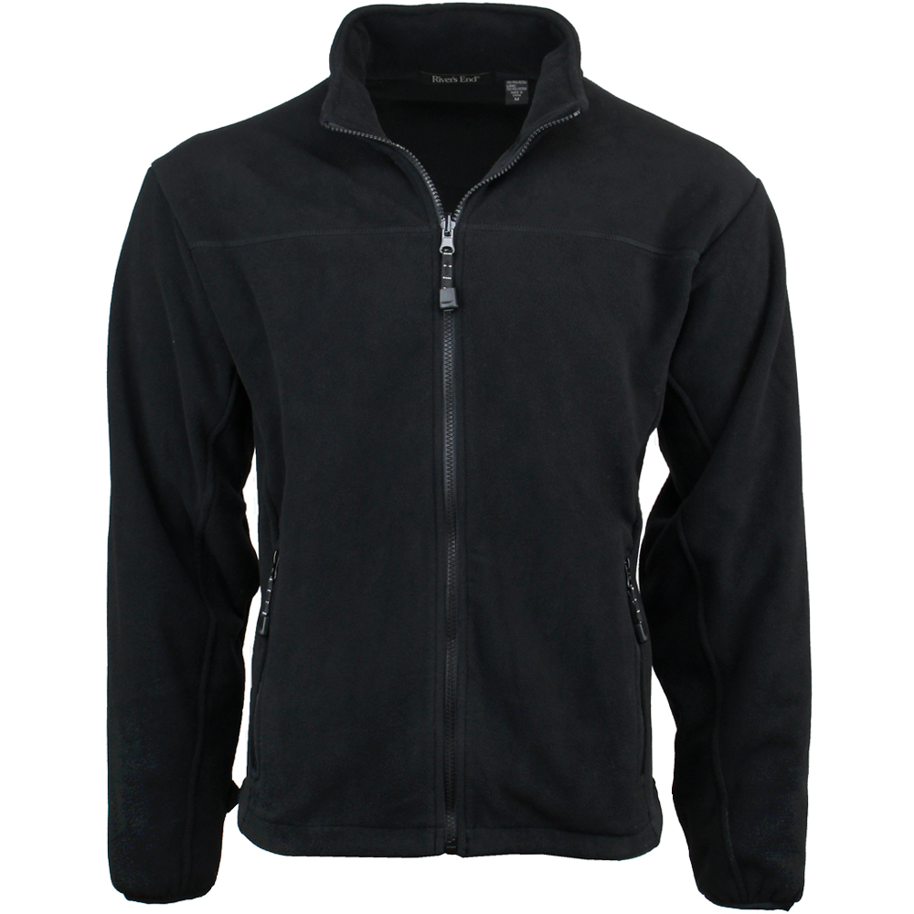River's End Microfleece Jacket Mens Black Casual Athletic Outerwear 8097-BK
