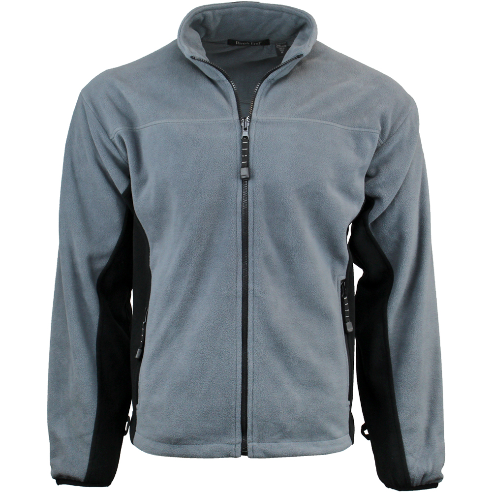 River's End Microfleece Jacket Mens Grey Casual Athletic Outerwear 8097-GY