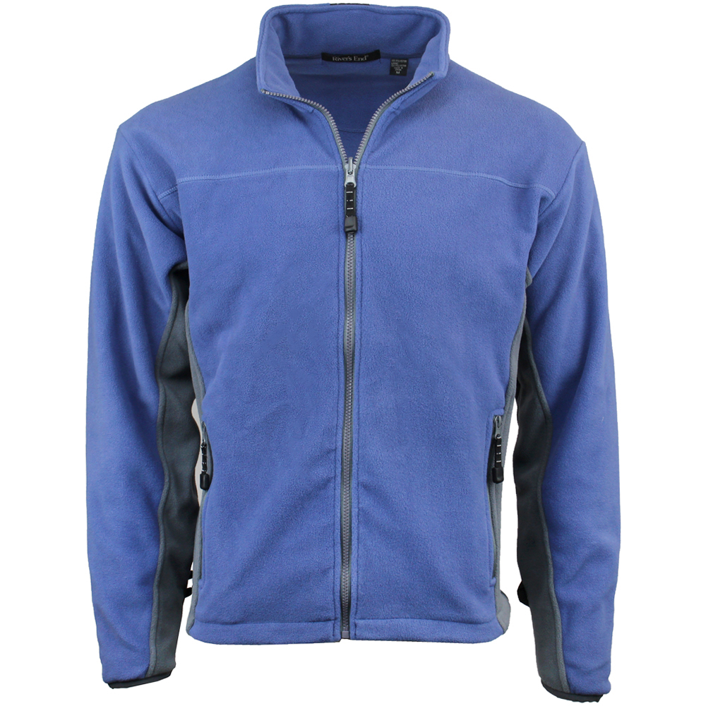 River's End Microfleece Jacket Mens Blue Casual Athletic Outerwear 8097-RIB
