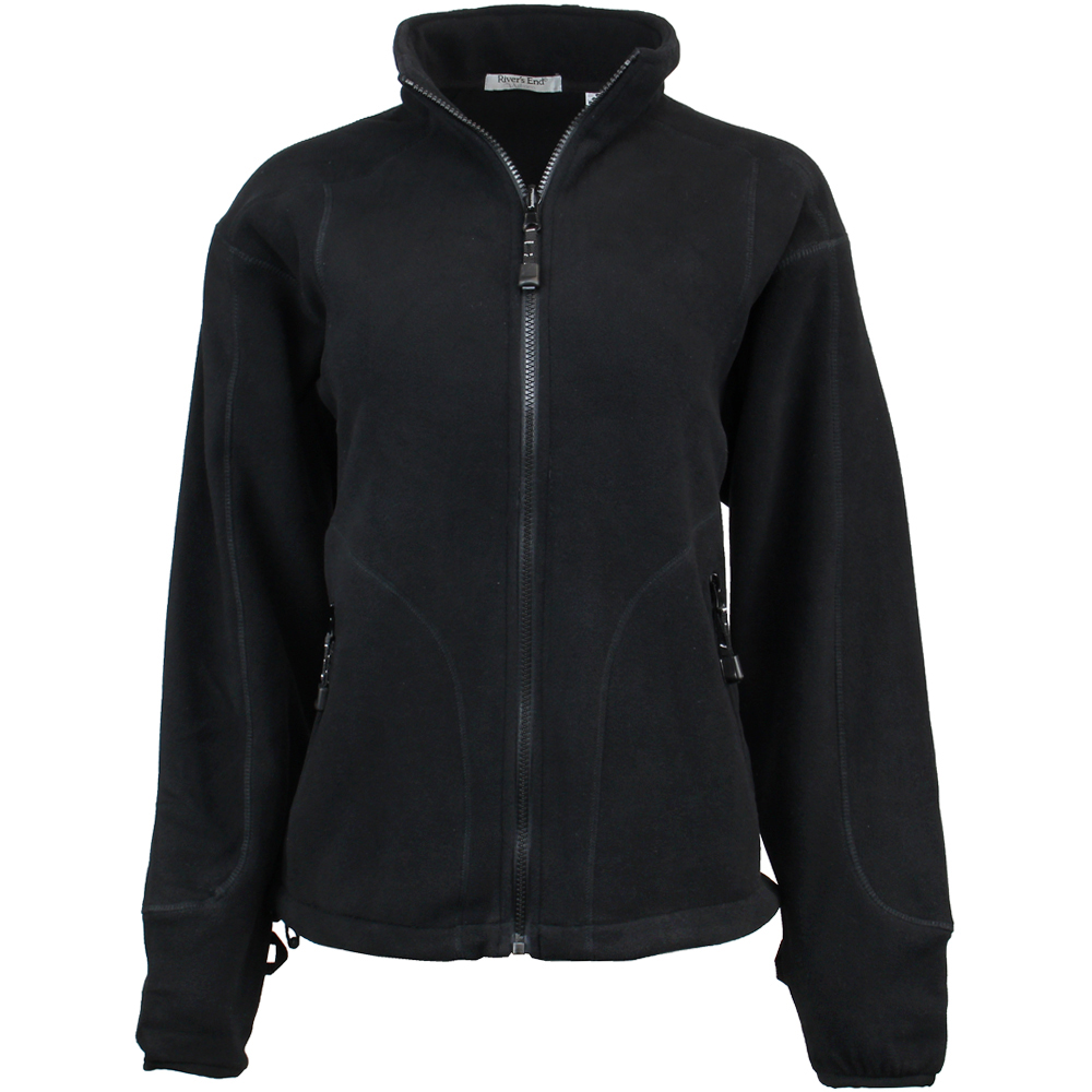 River's End Microfleece Jacket Womens Black Casual Athletic Outerwear 8197-BK