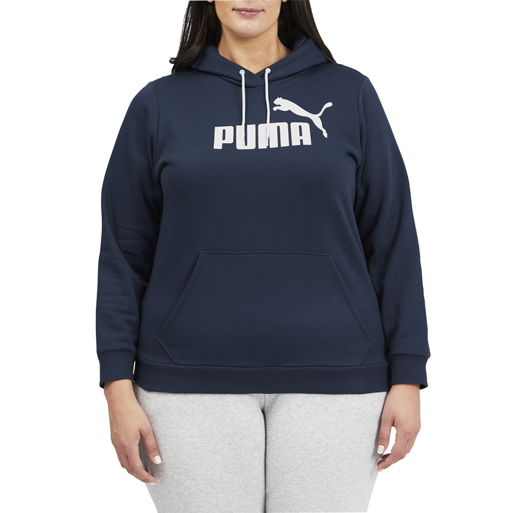 Puma Ess Logo Pullover Hoodie Plus Женская синяя повседневная верхняя одежда 846861-66