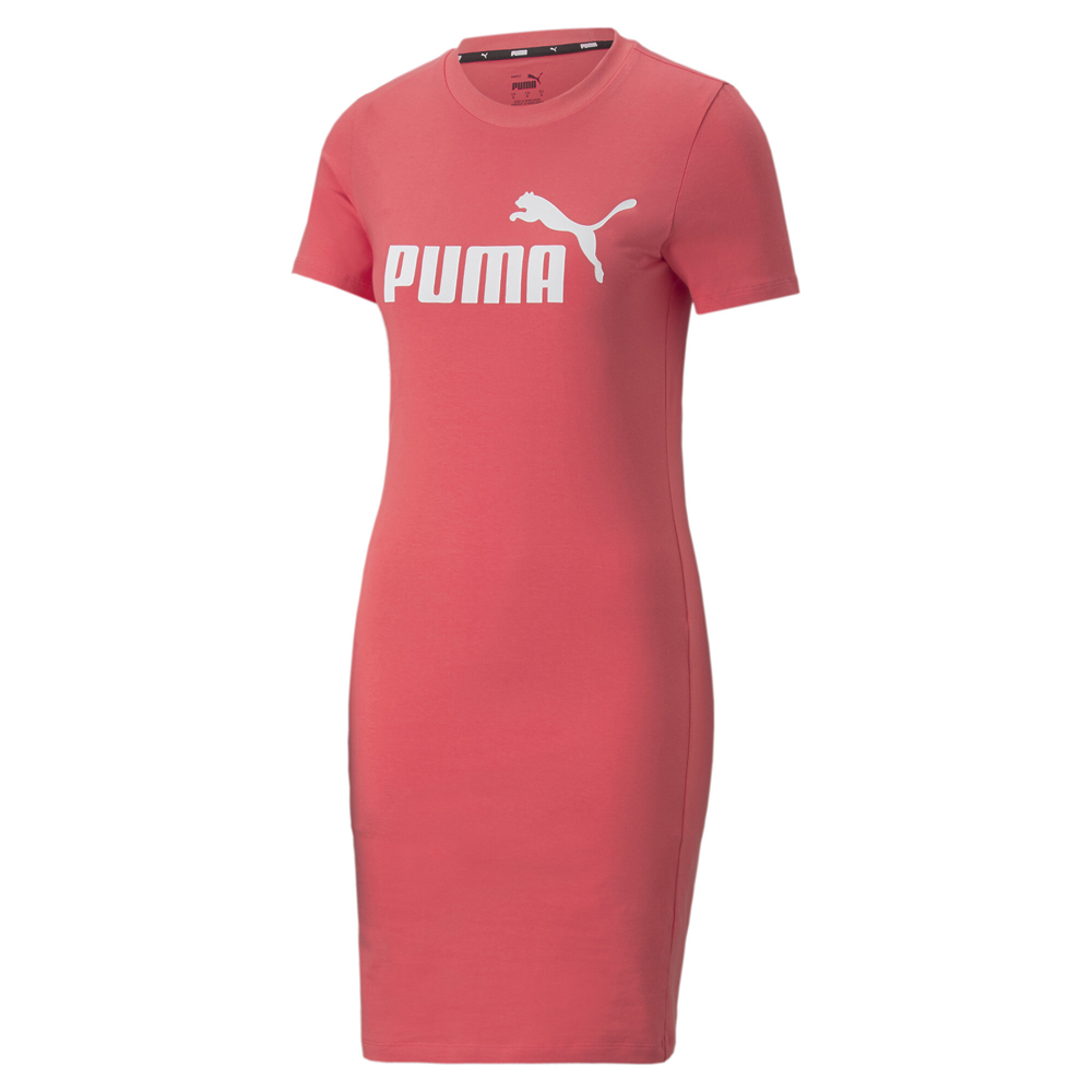 Женское розовое повседневное платье-футболка Puma Ess Slim с коротким рукавом 84834935