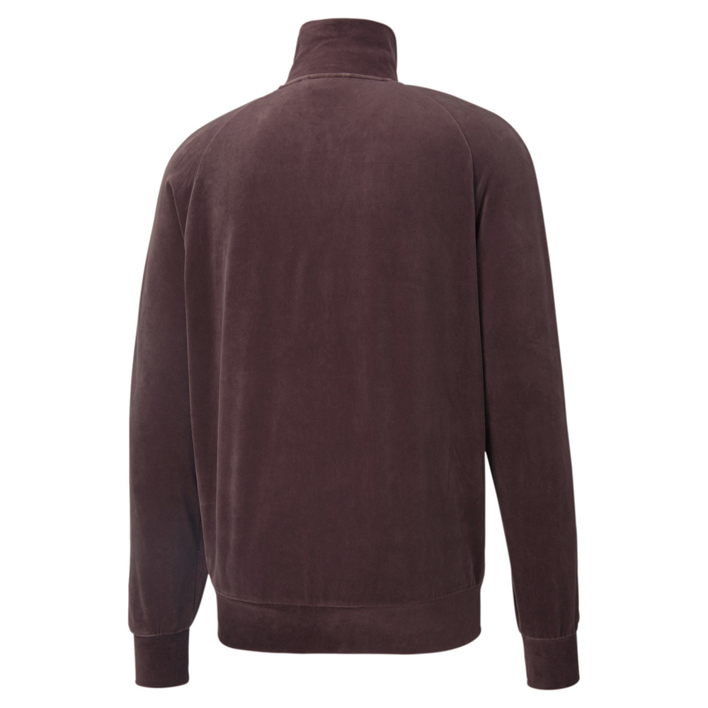 Puma Iconic T7 Velour Full Zip Track Jacket Mens Brown Casual Athletic Outerwear