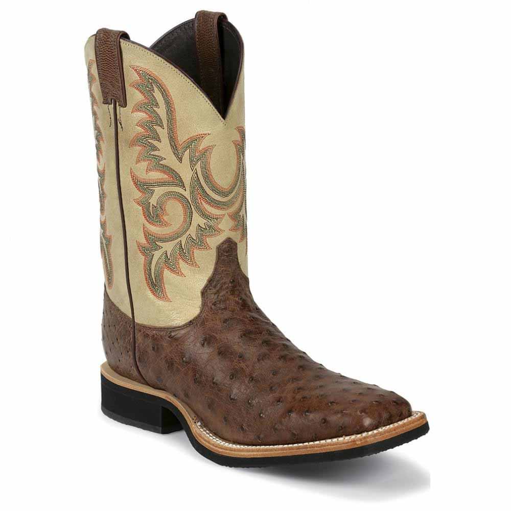 Justin Boots Antique Brown Vintage Full Quill Ostrich AQHA Q Crepe
