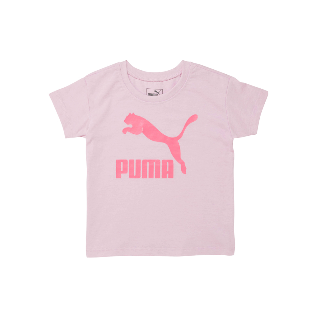 Футболка Puma из хлопкового джерси с плечами, легкая посадка, розовая спортивная повседневная футболка для маленьких девочек
