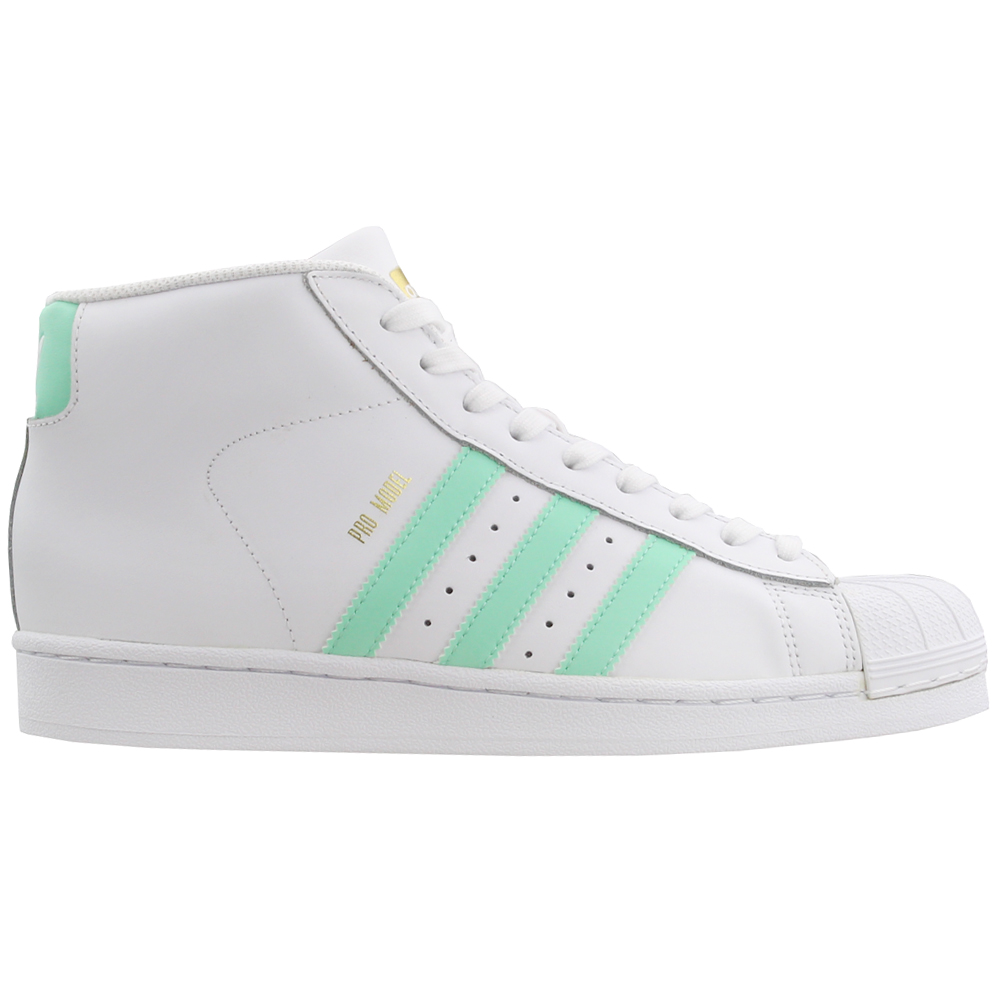 analog God Bitterness adidas Pro Model High Top Sneakers (Big Kid) Green, White Boys High Top,  High Top, Lace Up Sneakers