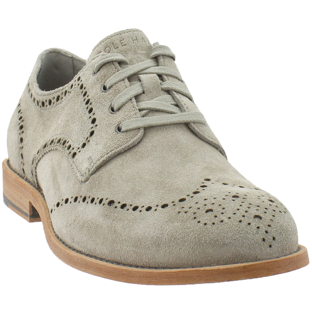 cole haan feathercraft light gray suede derbys