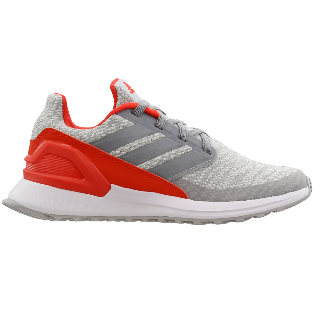 adidas Rapidarun Knit El Running Shoes (Little Kid-Big Kid) Grey, Red Boys  Lace Up Athletic