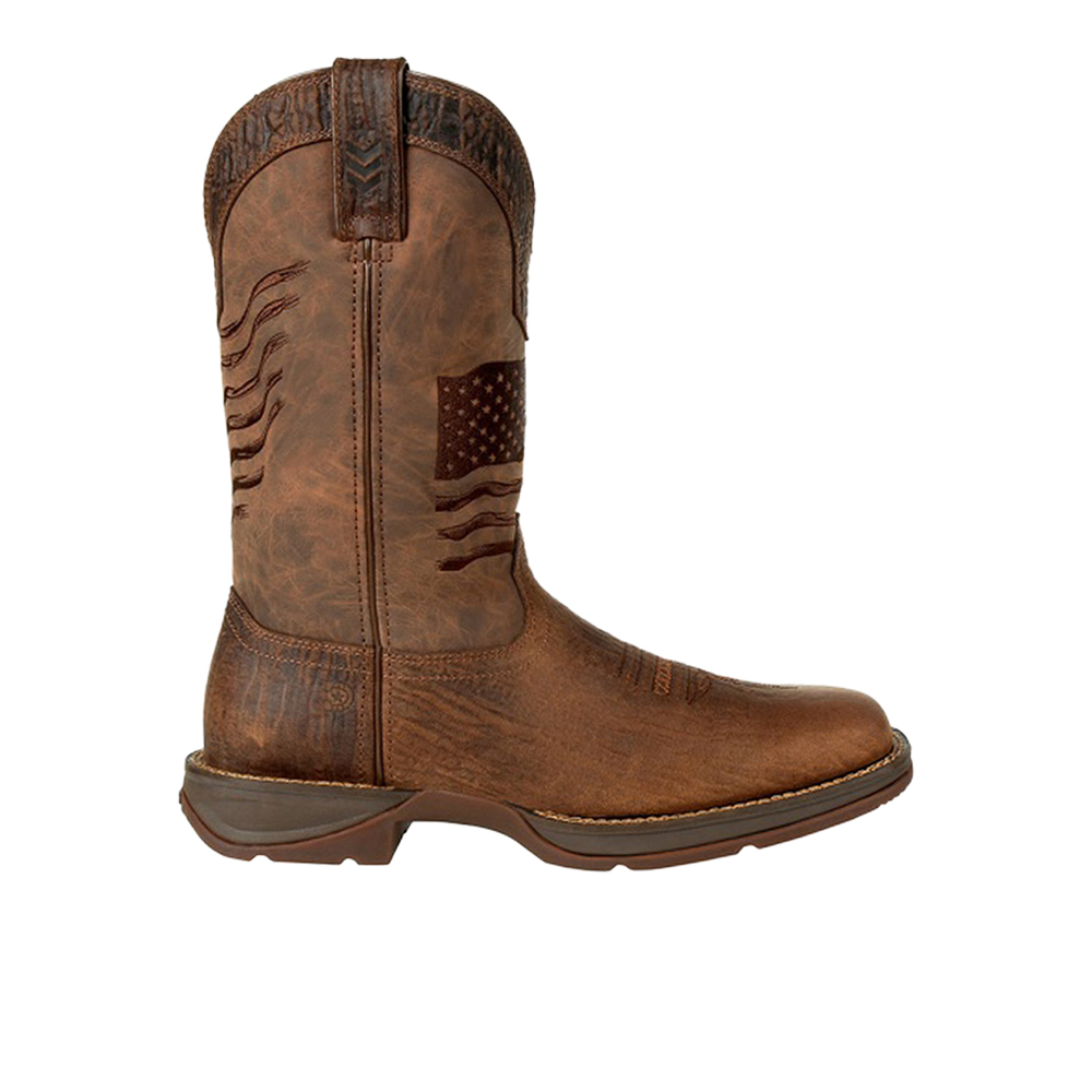 Durango Rebel Patriotic Distressed Flag Embroidered Western Square Toe Cowboy Boots