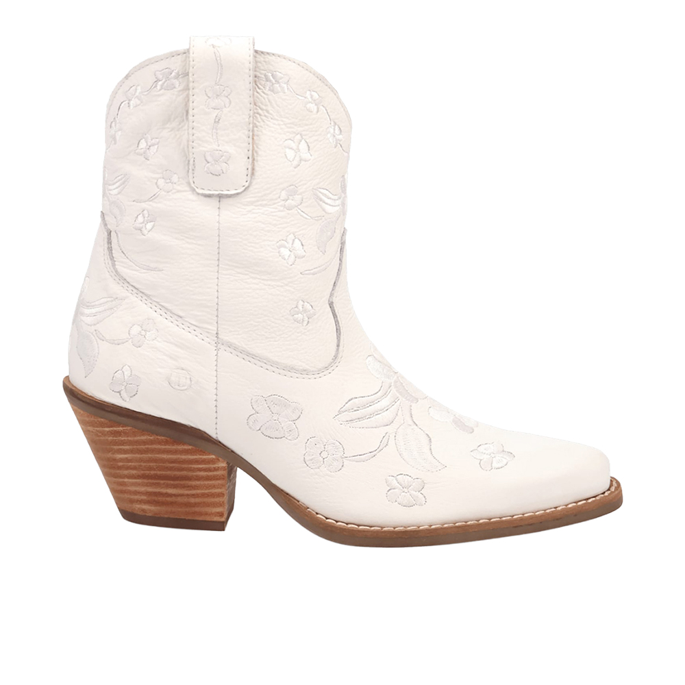 Dingo Womens Sweetheart Leatherie Stacked Heel Cowboy Boots, 7 1/2 Medium, White