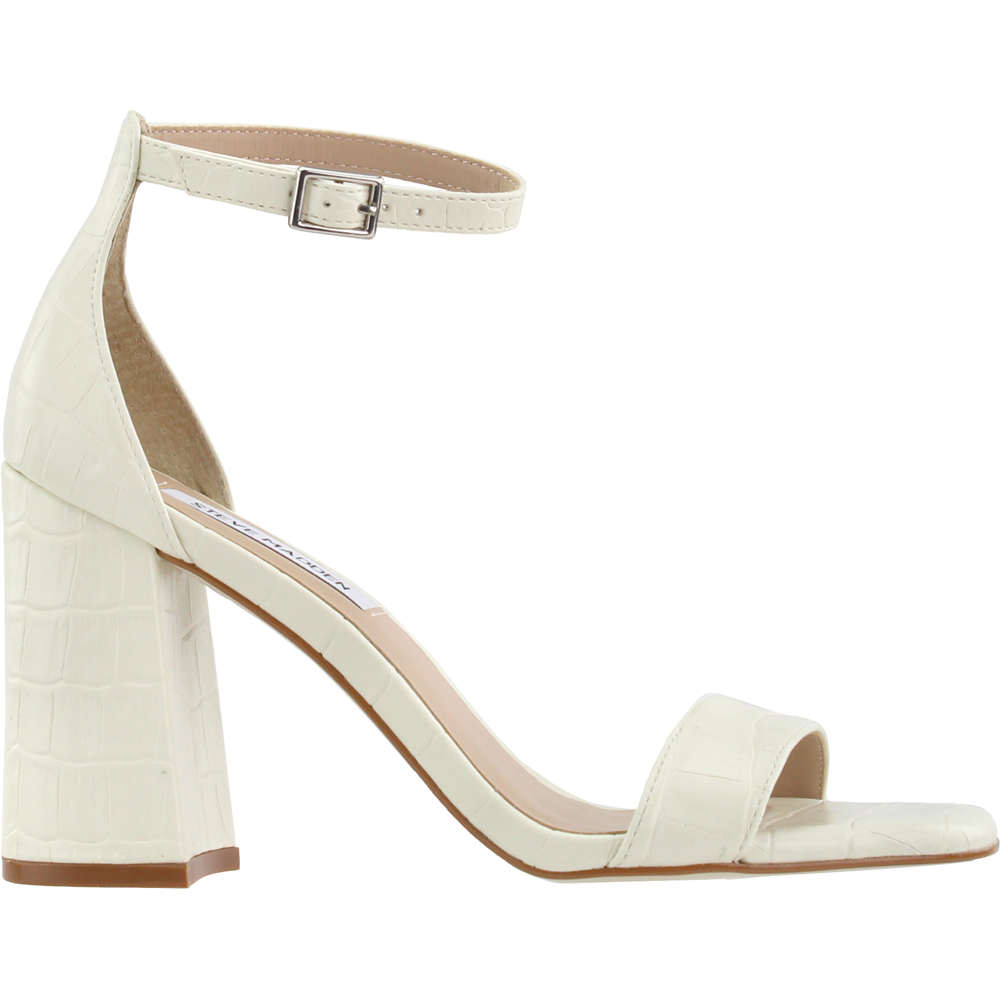 white ankle strap block heels