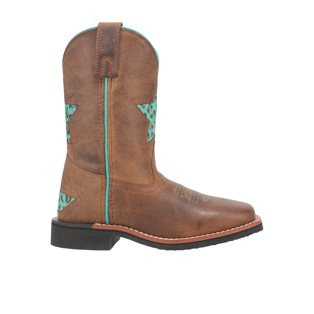 Dan Post Boots Starr Tooled-Inlay Leopard Square Toe Pull On Cowboy Boots (Little Kid - Big Kid)