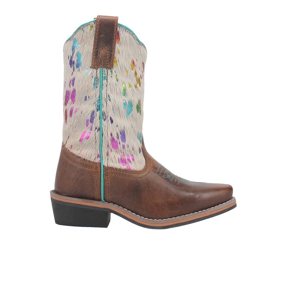 Dan Post Boots Rumi Cow Metallic Square Toe Pull On Cowboy Boots (Little Kid - Big Kid)