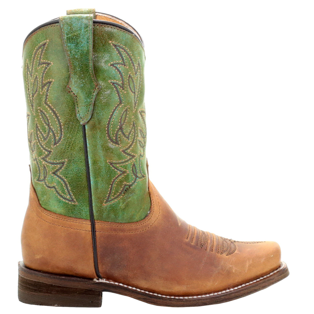 Corral Boots E1316 Embroidery Square Toe Cowboy Boots Brown Girls Roper Western Corral Boots E1316 Embroidery Square Toe Cowboy Boots Brown Girls Roper Western