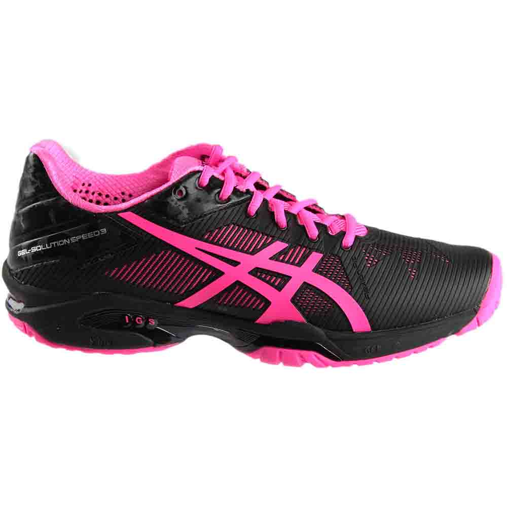 asics gel solution speed 3 black/pink womens shoes