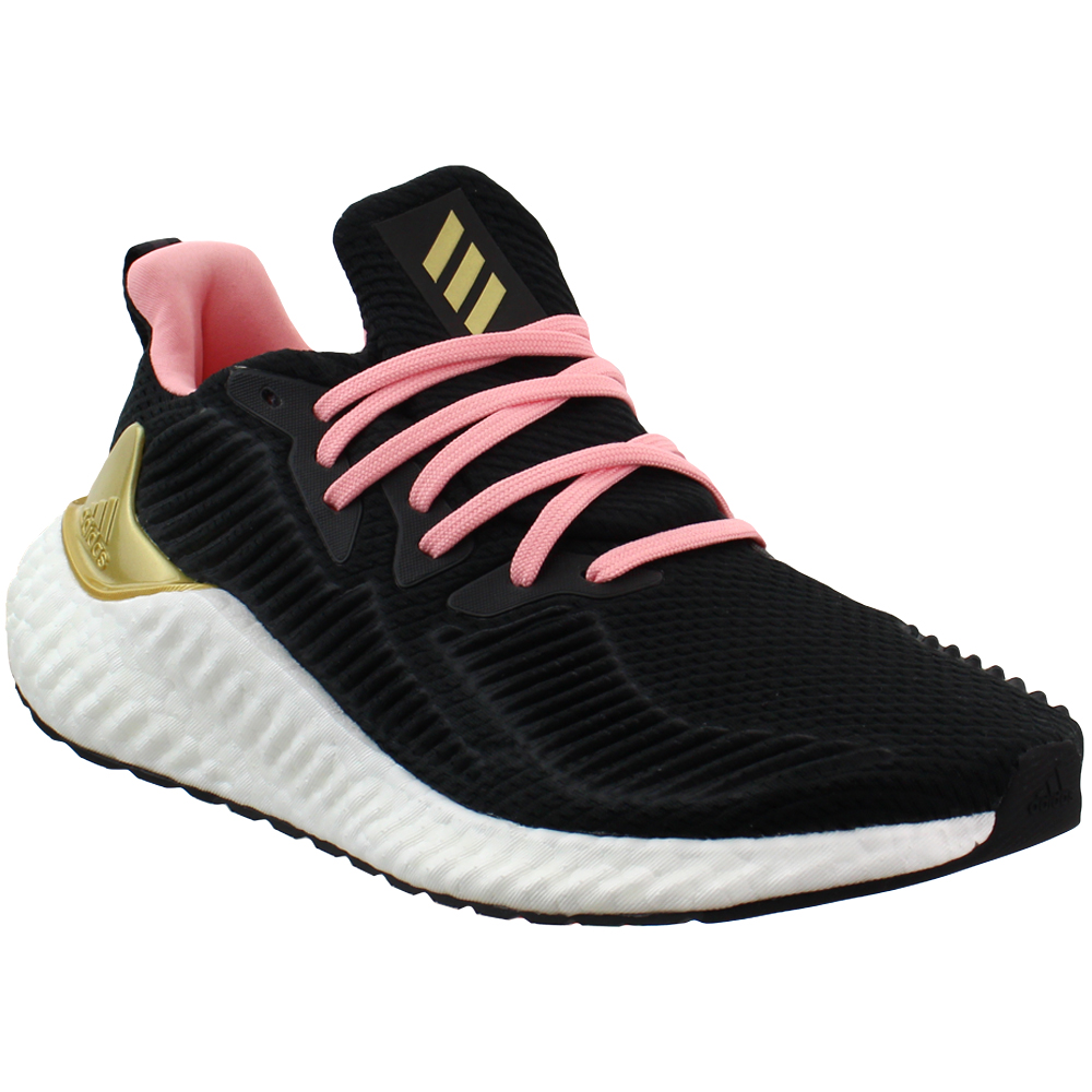 adidas Alphaboost Running Shoes Black Womens Lace Up Athletic