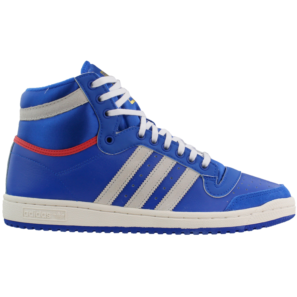 blue and white adidas high tops
