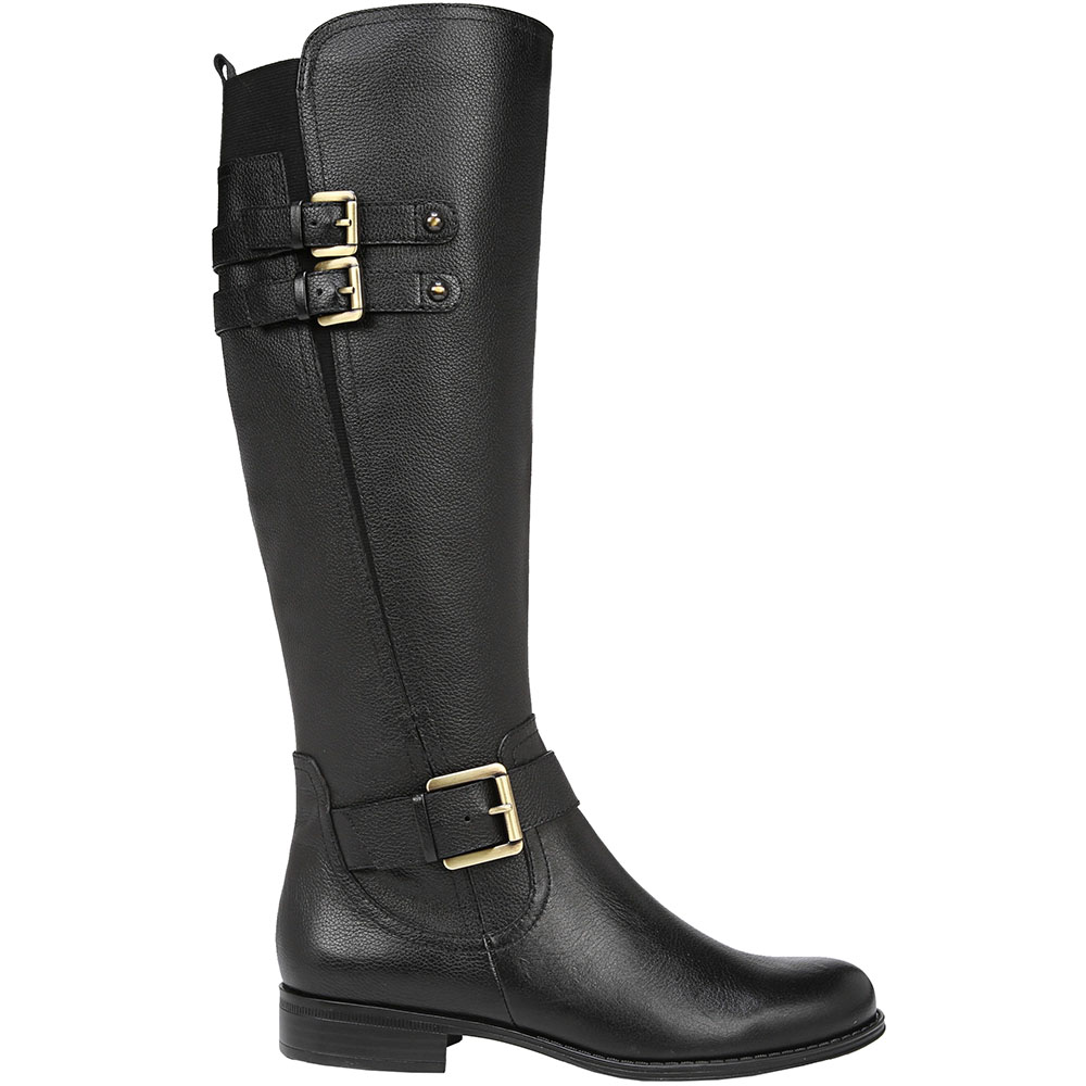 womens black leather riding boots wide calf